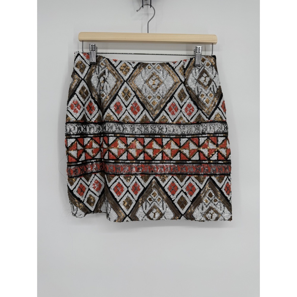 Wyldr Glamorous Sequin Geometric Print Mini Skirt Women's Statement Sparkle Sz L